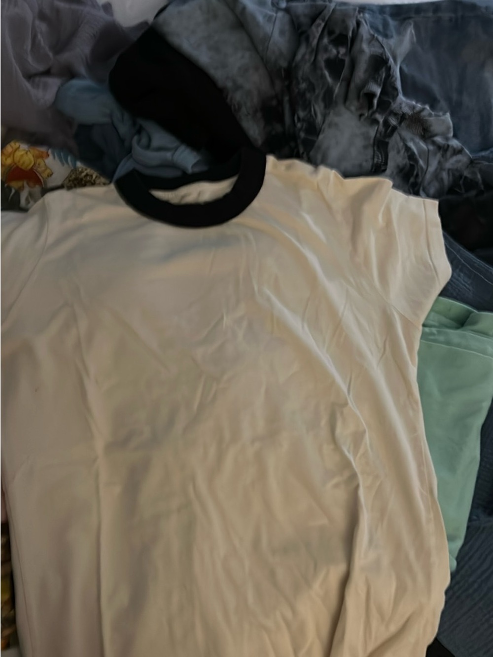 Women's Short Sleeve Ringer Tee - White with Black Collar